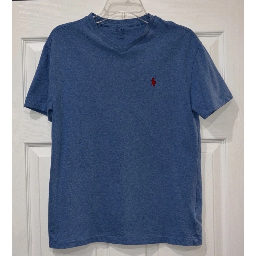 Polo Ralph Lauren Classic Fit Shirt Men's XS Blue Teal V-Neck Short Sleeve (2) - Picture 2 of 10